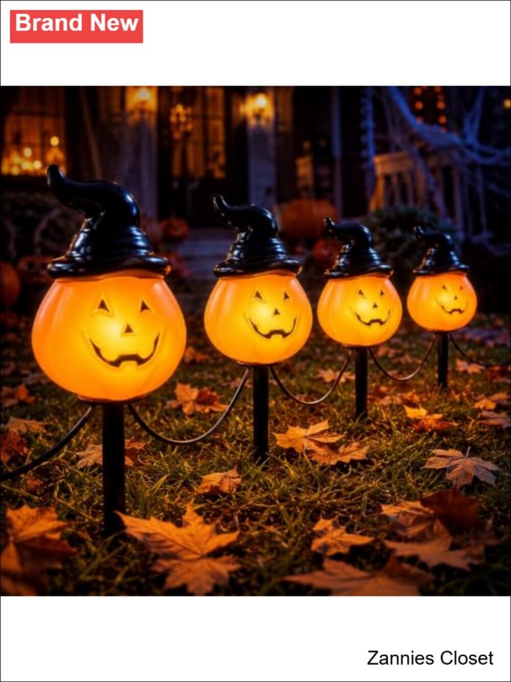 👻 4PK Hat Pumpkin Pathway Lights Outdoor 7FT 180 Sets Connectable IP65